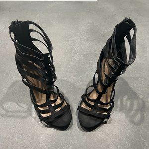 Diba Black Caged Sandal Booties - Size 8.5